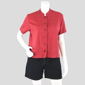 Vintage 90s Liz Claiborne Short Sleeve Cotton Knit Top Women's Medium